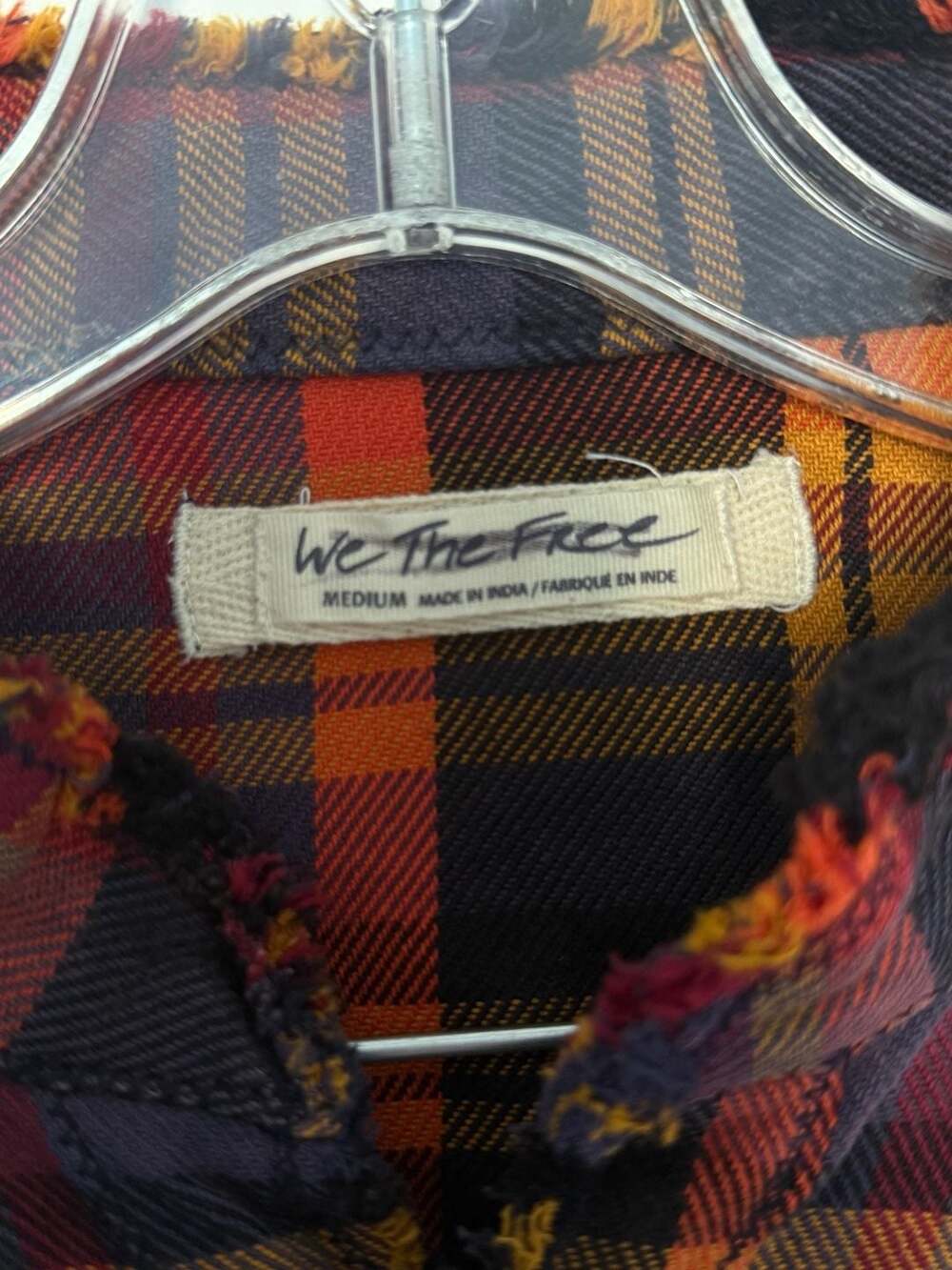 We The Free Summer Daydream Plaid Raw-Hem Button-Down Shirt Sz M - Picture 3 of 6